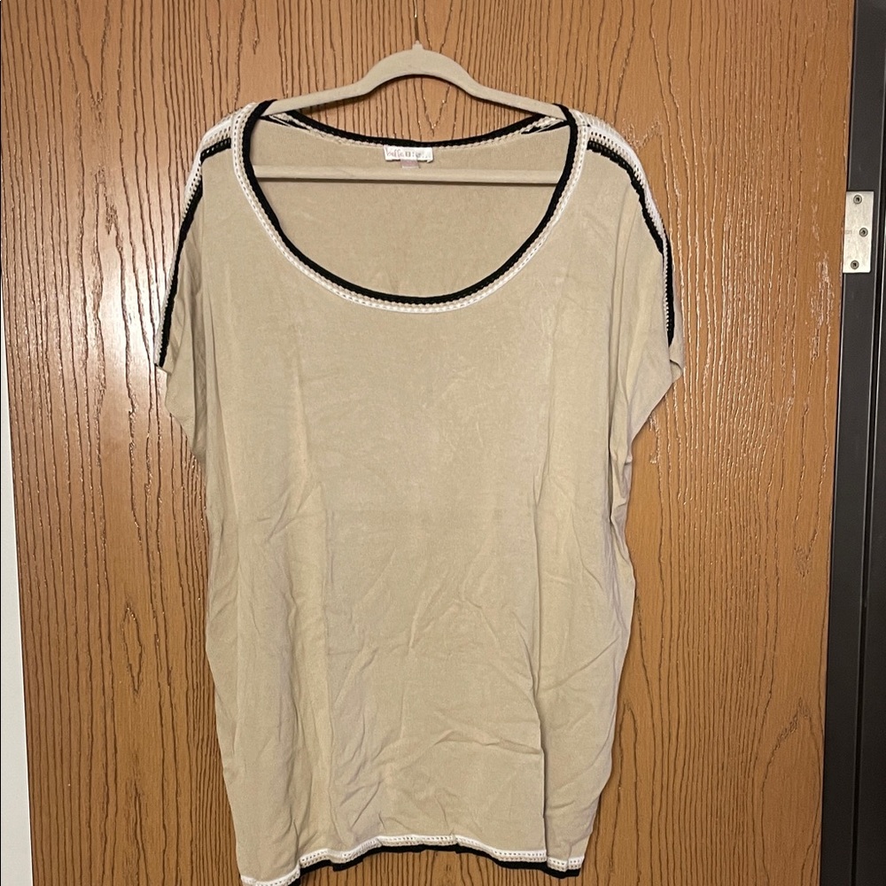 Belle by Kim Gravel sandbar sweater  with Black Trim